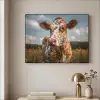 Koe - Bloemen - Weiland Textielframe zwart klein -sfeer2