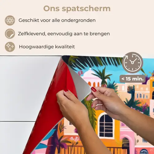 Kleurrijk - Roze - Oranje - Geel - Bloemen keuken achterwand spatscherm klein -spatscherm_NL
