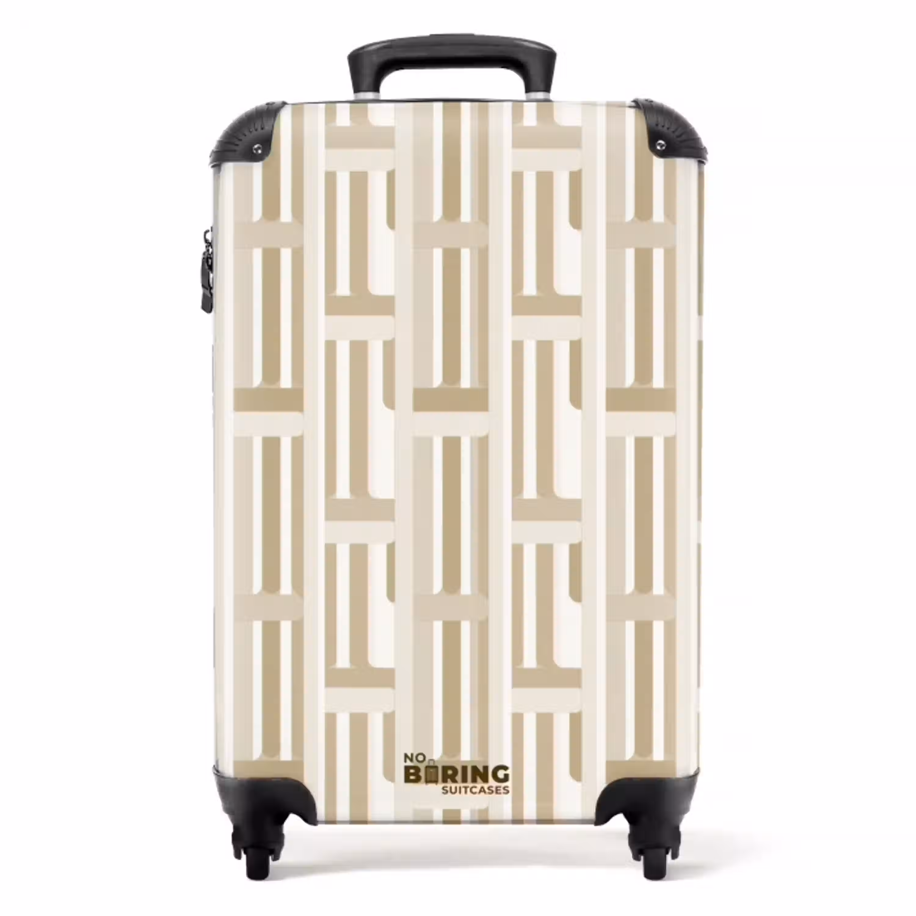 Modern - Geometrisch - Beige NBS - Handbagage koffer - Volwassenen Unisex middel -productfoto_recht