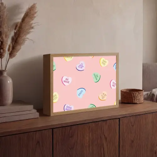 Hart - Snoep - Pastel - Tekst Light Box met batterij (Wandlamp) middel -sfeer2