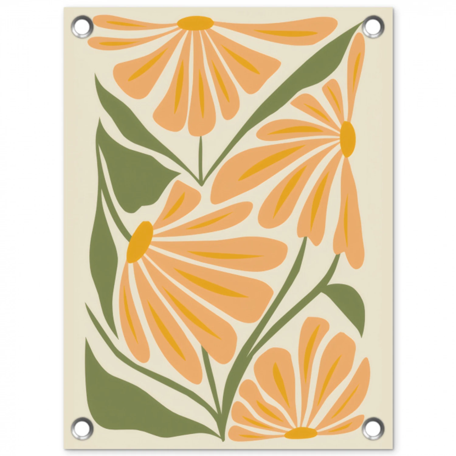 Blaadjes - Zachtoranje - Bloemen tuinposter los doek klein -3d