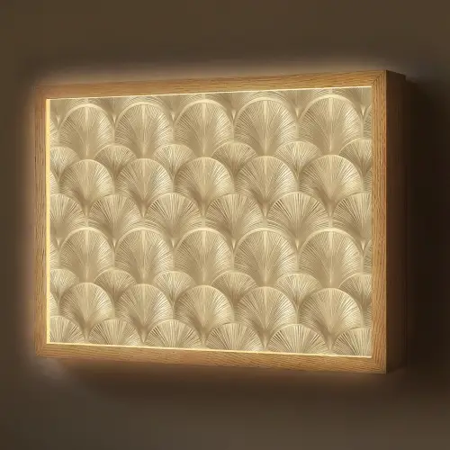 Patroon - Waaier -  Goud Light Box met batterij (Wandlamp) middel 907 -z3d_website