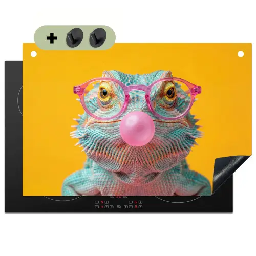 Kameleon - Kauwgom - Kleurrijk Inductie beschemer met haakjes klein -3d