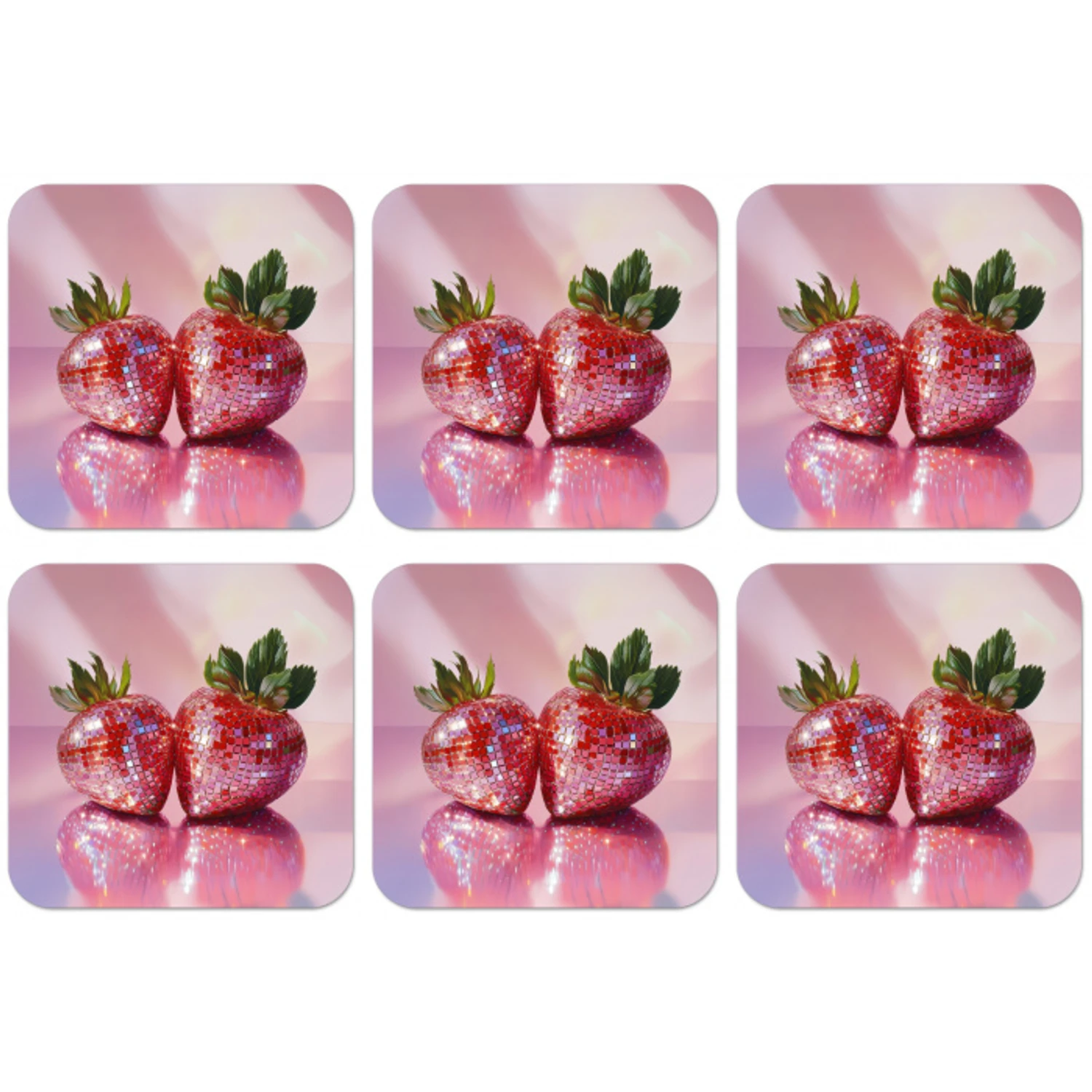 Disco - Fruit - Glitter - Strawberry onderzetter kurk middel -zkaufland3dotto