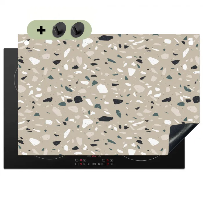 Terrazzo - Patroon - Groen Inductie beschemer met haakjes klein 777 -3d
