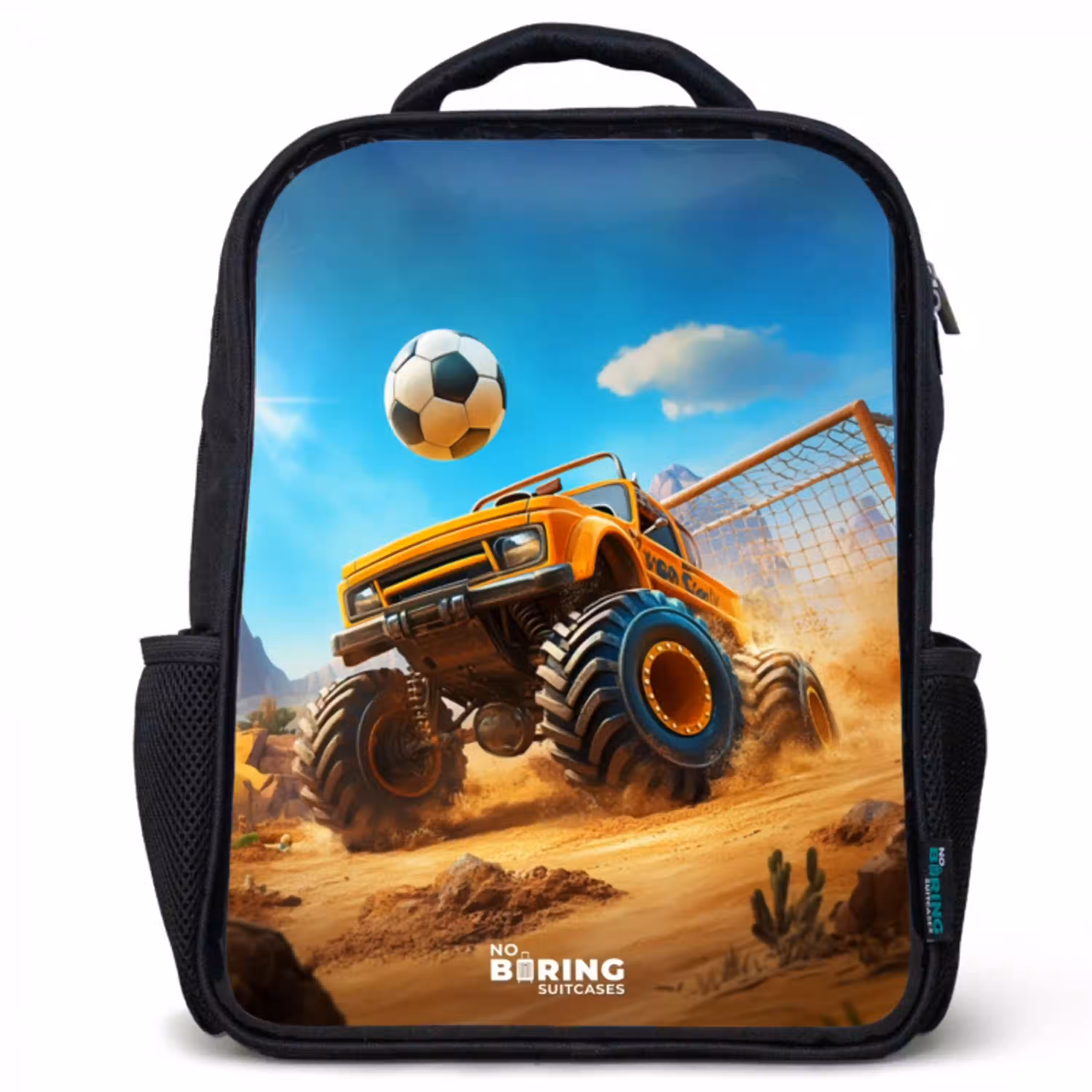 Monstertruck scoort goal in woestijnstadion Rugzak - Zwart middel -3d