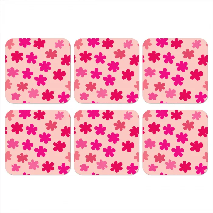 Bloemen - Patroon - Roze onderzetter kurk middel -3d