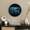 Wereldkaart - Bliksem - Blauw Fotolijst rond zonder passe partout klein -sfeer1