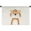 Tijger - Wilde dieren - Pastel Wandkleed katoen klein -zz3d