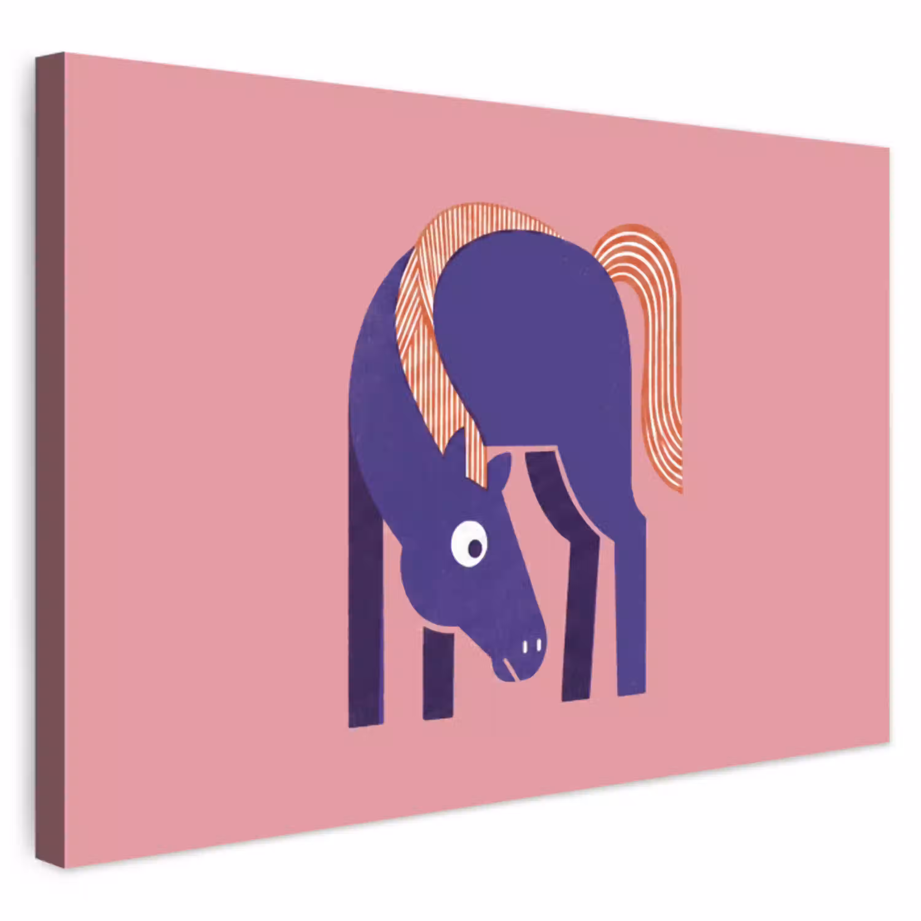 Paard - Abstract - Dieren - Modern - Blauw Tuinposter op houten frame 2 cm dik klein -3d