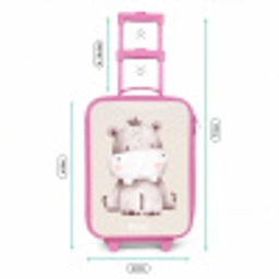 Nijlpaard op beige achtergrond illustratie Kinderkoffer - Roze klein -productfoto_formaten