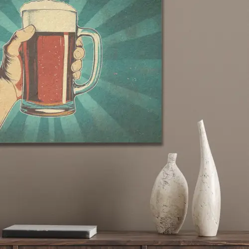 Bierglas - Schuim - Retro - Groen PET vilt klein -sfeer6_closeup