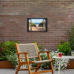 Uitzicht op Strand Tuinposter op houten frame 2 cm dik klein -sfeer3