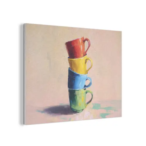 Mokken - Gestapeld - Keramiek - Kleurrijk PET vilt klein -3d