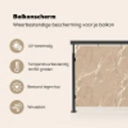 Beige - Marmer - Organisch - Wit Balkonbeschermer Duitsland klein 596 -specs_NL