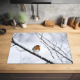 Roodborstje - Tak - Sneeuw - Winter - Levendig Inductie beschermer vinyl 3mm klein -sfeer5
