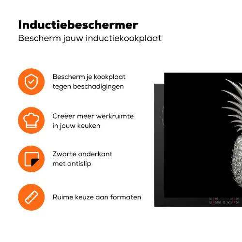 Ananas - Gedetailleerd - Bladeren Inductie beschermer vinyl 3mm klein -zzzzzzz-td-ups