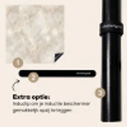 Lichtbeige - Goudbruine Nerven - Marmer Inductie beschermer vinyl 3mm middel 274 -zzzzzzz-induclip_NL