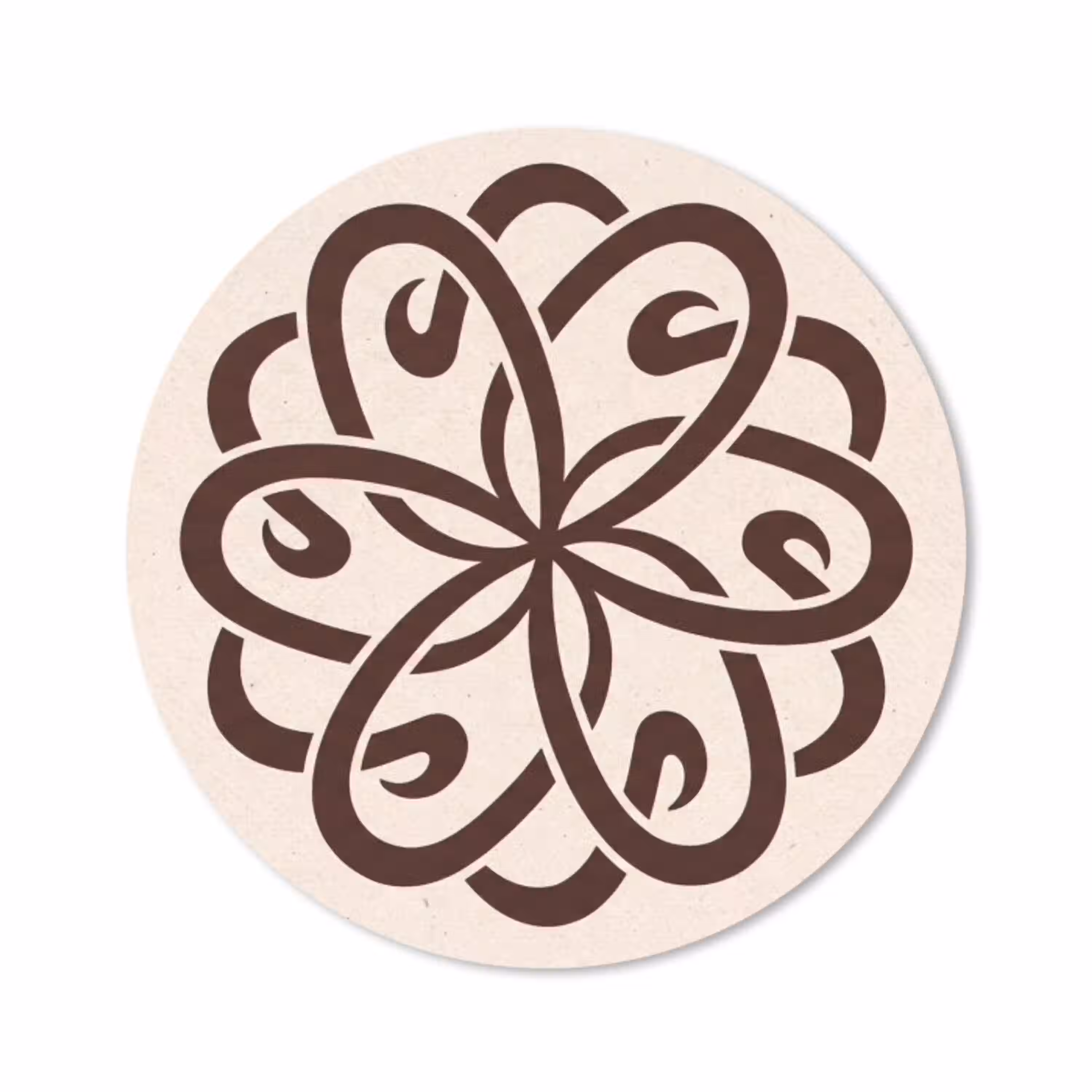 Patroon - Knoop - Abstract - Modern - Bruin Muismat rond klein -3d