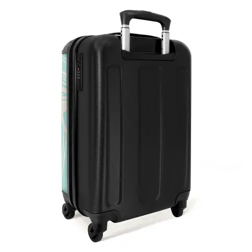 Grote bladeren in lichtblauw met beige NBS - Handbagage koffer - Kinderen Unisex middel -achterkant