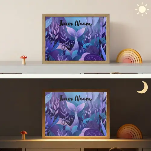 Zeemeerminnenstaart - Onderwaterplanten - Paars - Blauw Light Box met batterij (Wandlamp kind) middel -sfeer3_kind