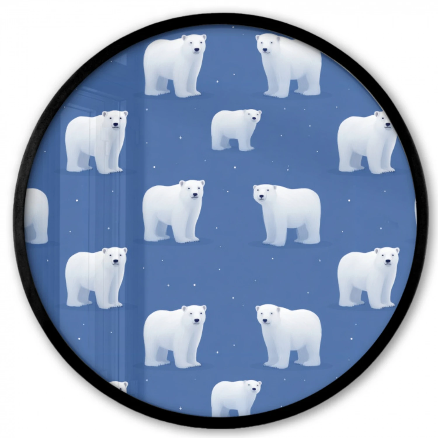 IJsbeer - Patroon - Blauw Fotolijst rond zonder passe partout klein 856 -3d