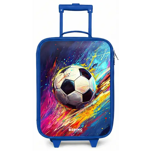 Neon - Voetbal - Kleurrijk Kinderkoffer - Blauw klein -zz3dotto