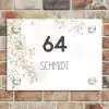 Wit met bloementakjes - Modern Naambord Rechthoek middel -sfeer3