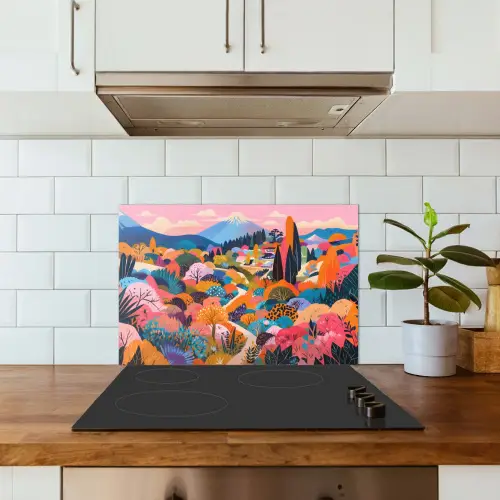 Witte bergtop - Modern - Kleurrijk keuken achterwand spatscherm klein -sfeer2
