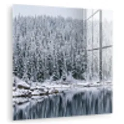 Bos - Reflectie - Meer - Winter - Serene plexiglas 5mm klein -zzzproduct_nieuw