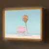 Palmboom - Strandhuis - Roze Light Box met batterij (Wandlamp) middel -z3d_website