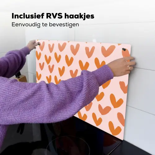 Hartjes - Getekend - Oranje Inductie beschemer met haakjes klein 777 -ky-ophangen-nl