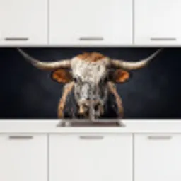 Stier - Kleurrijk - Hoorns keuken achterwand 2 middel -3d