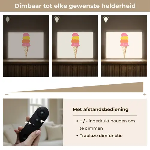Schepijs - Hoorntje - Illustratie - Minimalistisch Light Box met batterij (Wandlamp) middel -USP_dimbaarNL
