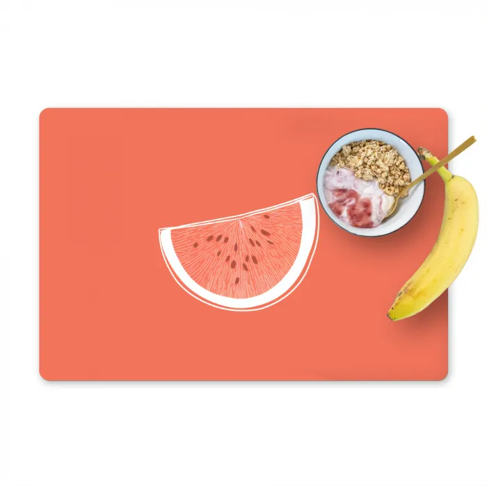 Watermeloen - Lijnen - Koraalrood Placemat vinyl groot -zzzproduct_Kitchenyeah-website