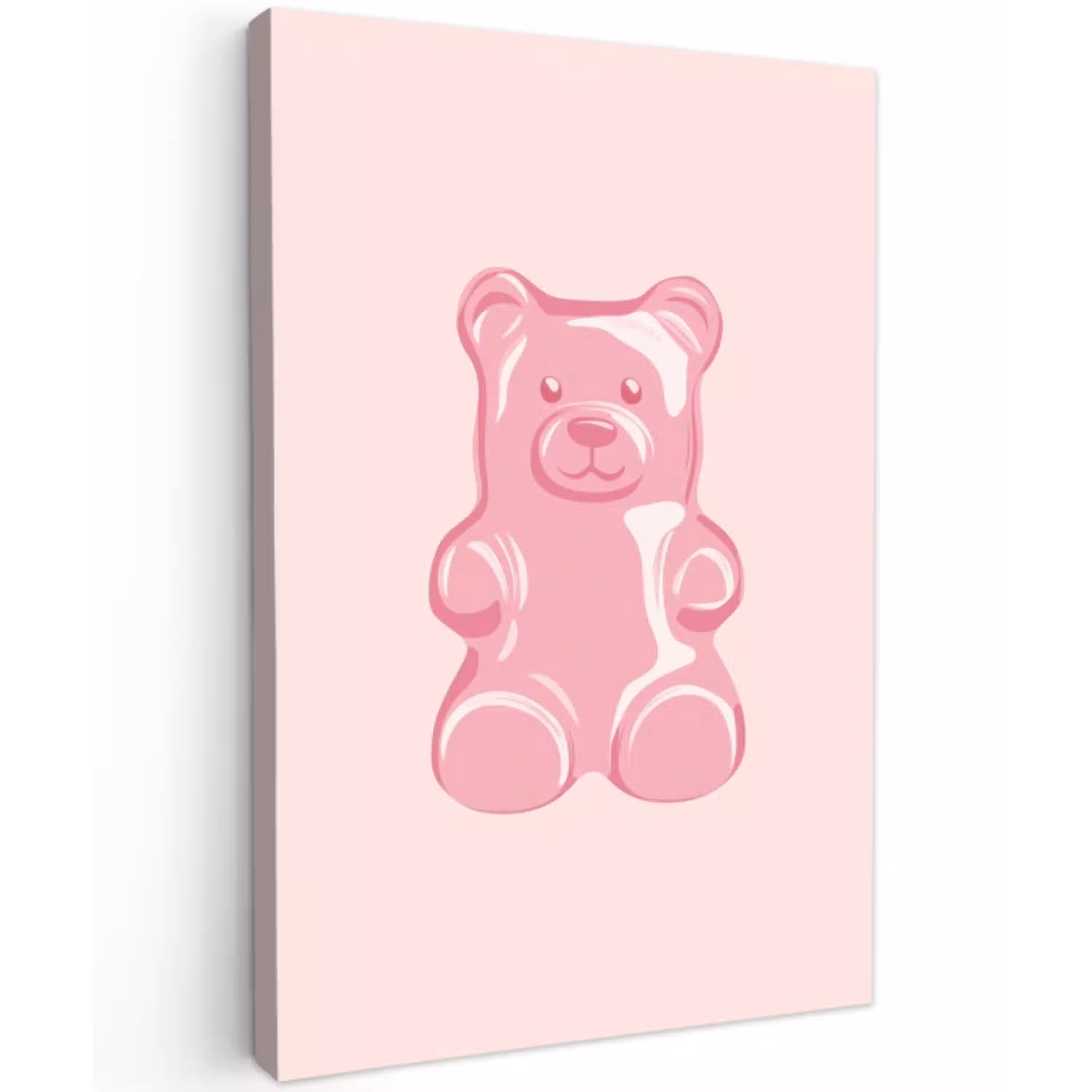 Beer - Roze - Snoep Tuinposter op houten frame 2 cm dik middel -3d