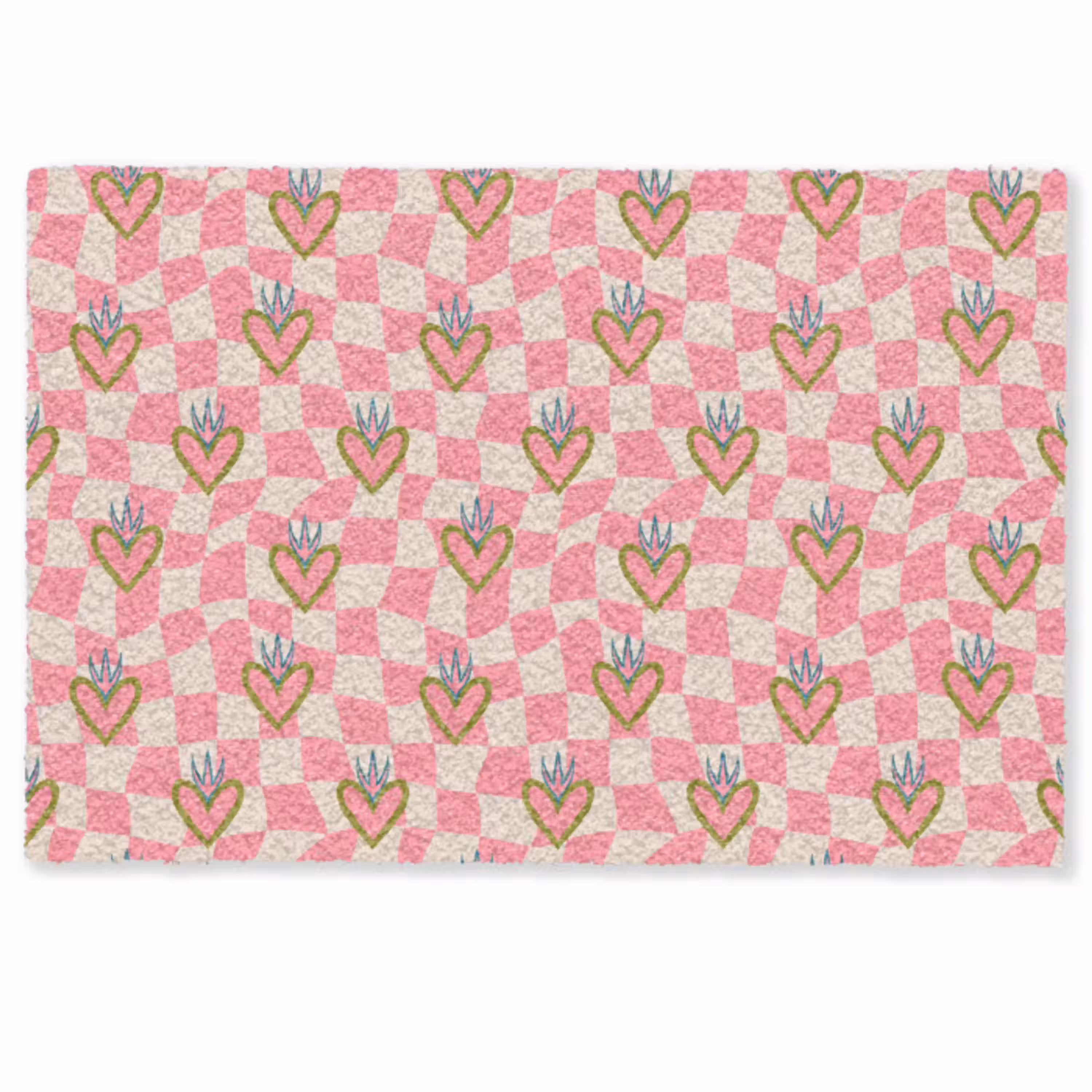 Roze - Retro - Patroon - Geblokt Deurmat klein 898 -zkaufland3d