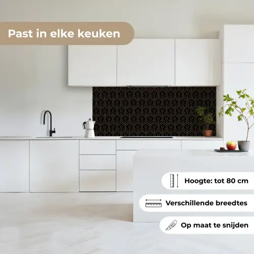 Zeshoek - Zwart - Goud - Bloem keuken achterwand 2 middel 871 -sfeer4_NL