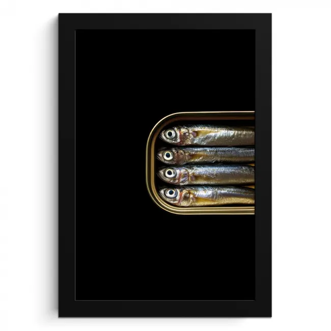Sardines - Blik - Zwart - Vissen KitchenYeah - Keuken - Fotolijst klein -3d