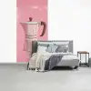 Roze - Mokkapot - Illustratie - Koffie fotobehang vinyl groot -slaapkamer