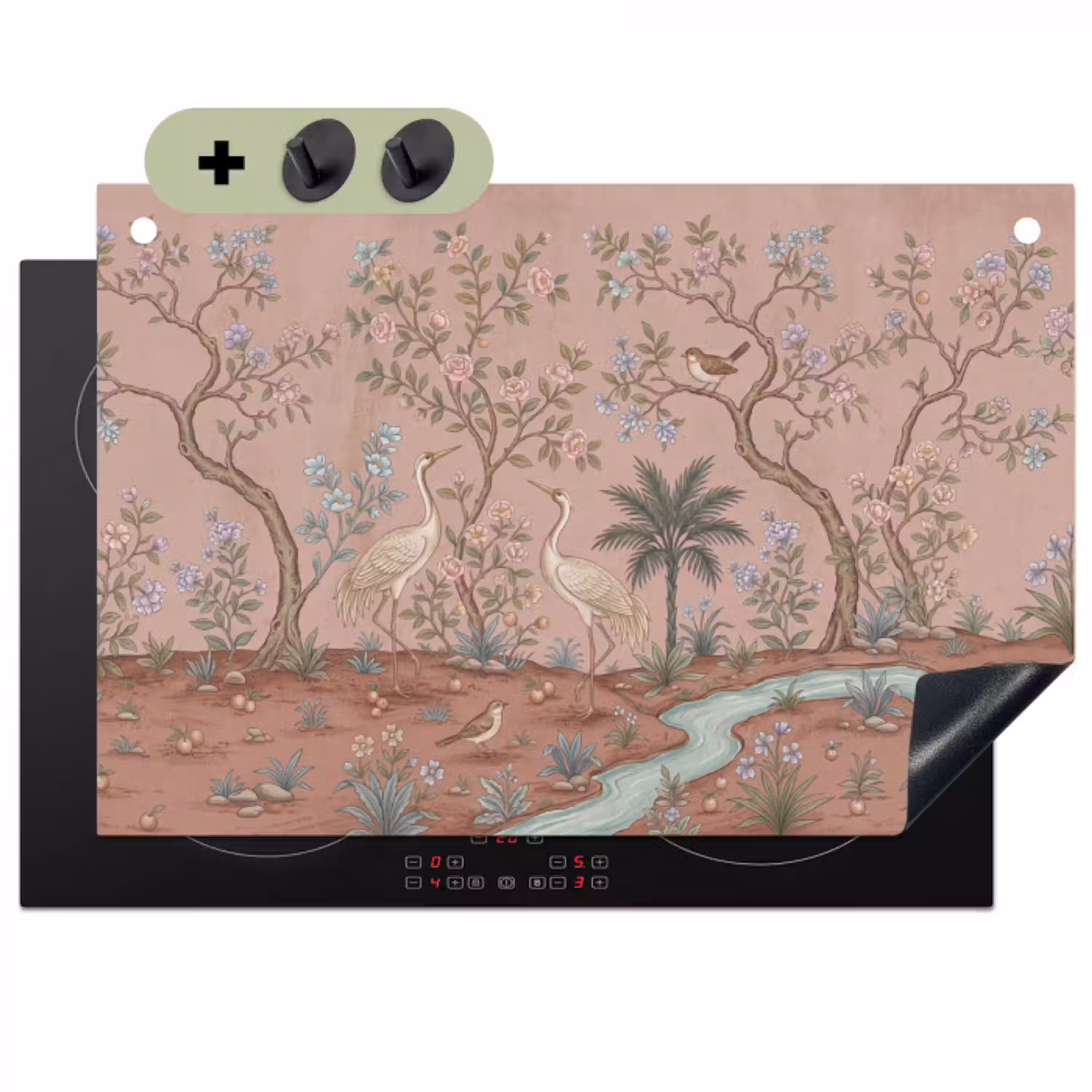 Nostalgisch - Reigers - Roze Inductie beschemer met haakjes klein -3d