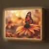 Vlinder - Bloemen - Oranje Light Box met batterij (Wandlamp) middel -z3d_website