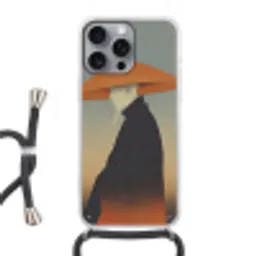 Minimalistisch - Silhouet - Oranje Hoesje iPhone 16 Pro Max met koord klein -3d