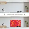 Roze - Mango - Blauwe - Streepjes keuken achterwand spatscherm klein 900 -voor_na_NL
