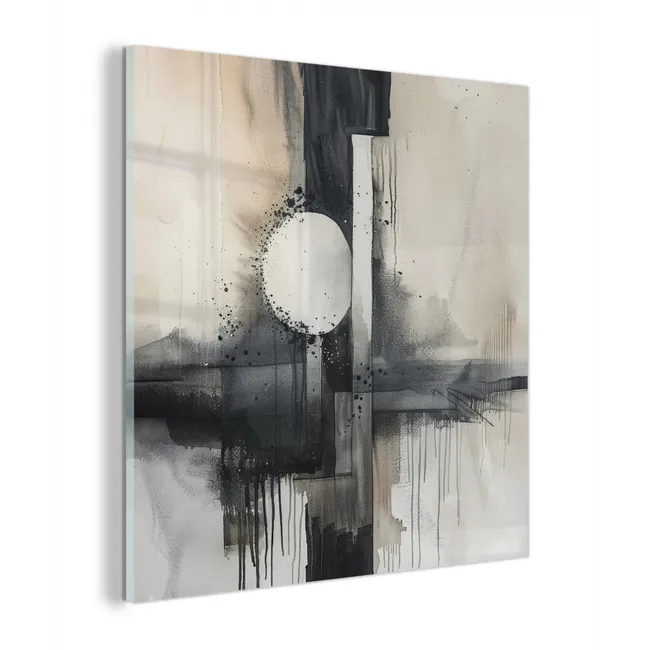 Abstract - Zwart wit - Verf - Modern plexiglas 5mm klein -z3d