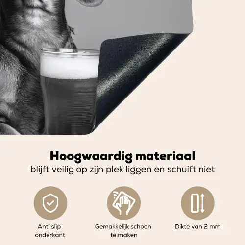 Teckel - Bier - Glas - Bril Inductie beschemer met haakjes middel -ky-onderkant-nl