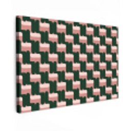 Vlechtpatroon - Groen - Roze - Geometrisch canvas 2cm klein 34 -z3d