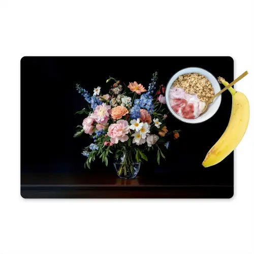 Pastel - Bloemen - Glazen - Vaas Placemat vinyl groot -zzzproduct_Kitchenyeah-website