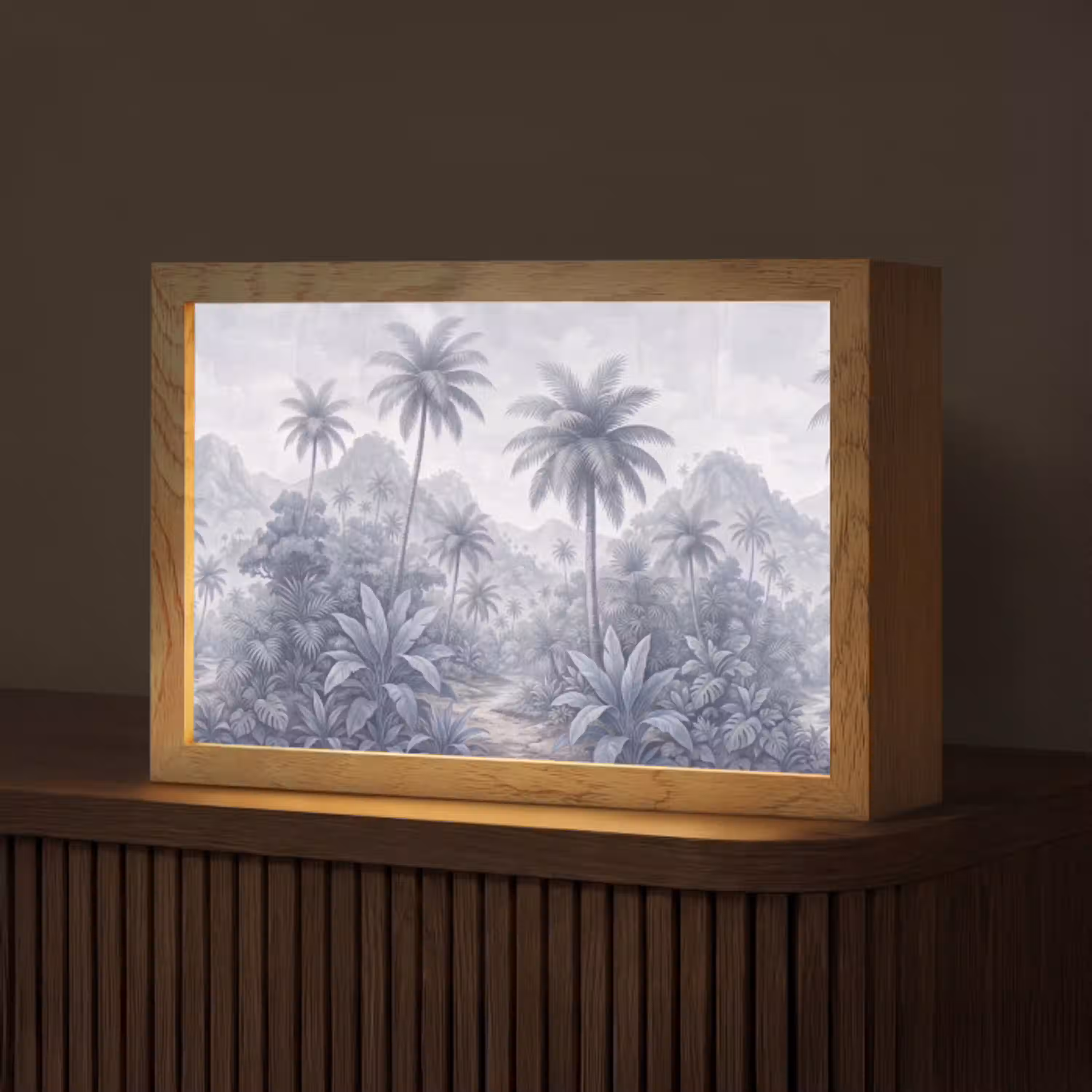 Natuur - Boom - Tropisch - Landschap - Blauw Light Box met kabel (Tafellamp) klein -z3d_website