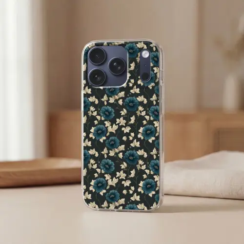 Botanisch - Bloemen - Blauw Telefoonhoesje iPhone 17 Pro klein 878 -sfeer2
